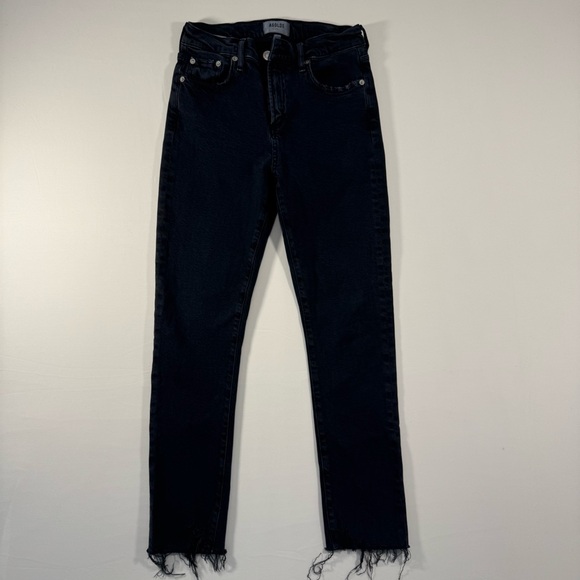 AGOLDE Black High Rise Distressed Frayed Hem Jeans Size 26 - Picture 1 of 13